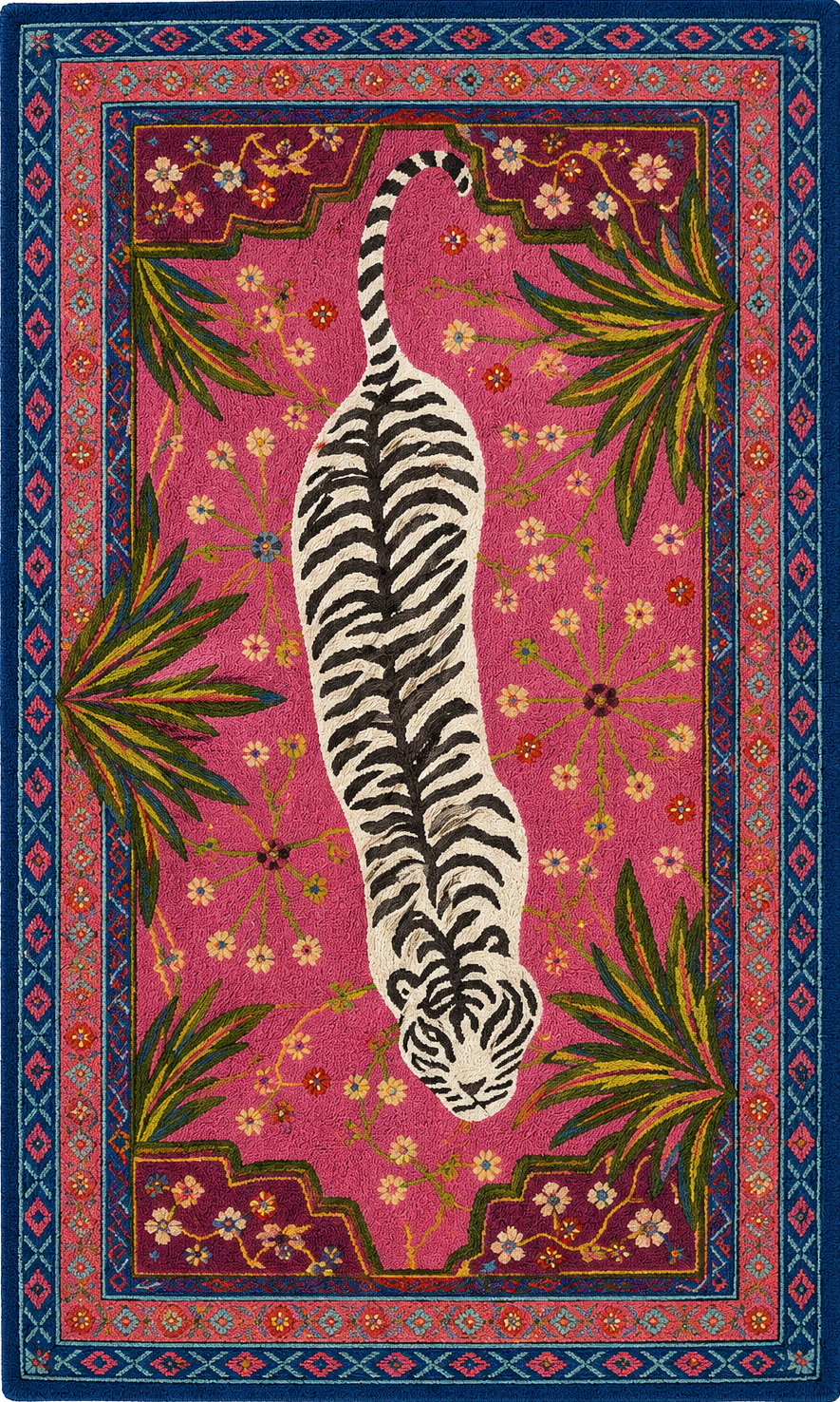 Handmade wool bengal tiger rug